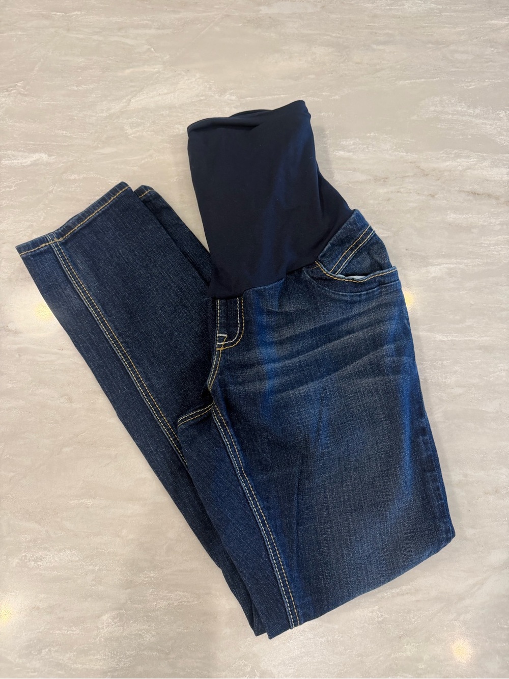 Motherhood Dark Blue Denim Maternity Jeggings with Navy Panel